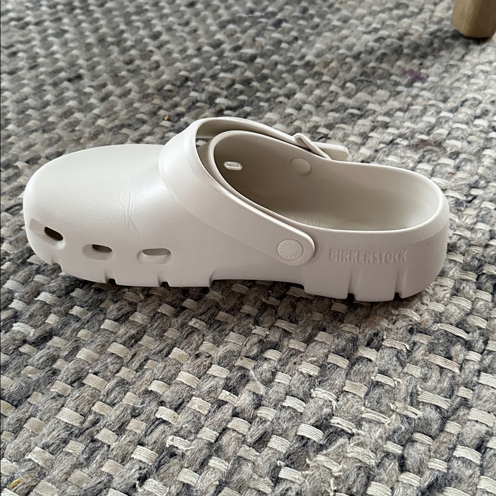 Birkenstock Slide on Clog with Strap in Eggshell (Birki Flow) - Picture 15 of 15
